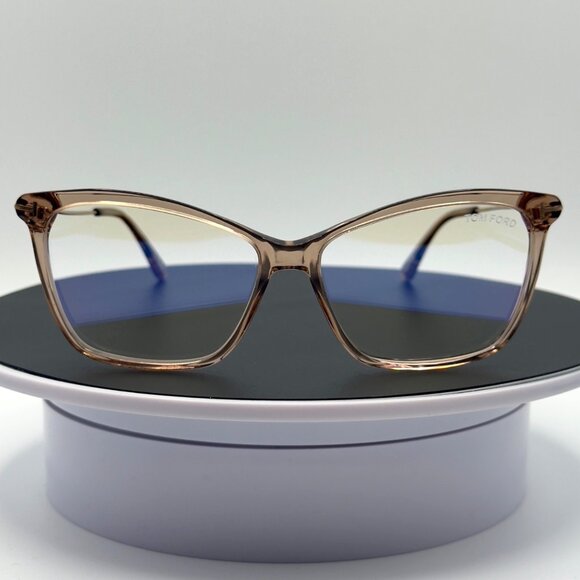 Tom Ford TF5687-B Transparent Brown Blue Light Glasses Display 56-14-140 READ - Picture 2 of 10
